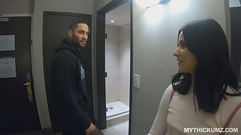 Preview 2 of Frist Time Painful - Pawg thickumz Violet Rain gagging on strangers cock
