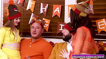 Preview 3 of Had Focking Vidoes - Ava Davis and Myra Moans swap stepdads on thanksgiving day!