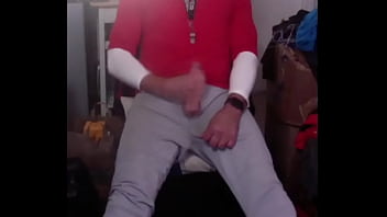 Preview 3 of Cute Sxs - JockDad87 shoots a load of cum on a sneaker in his baseball gear