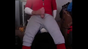 Preview 1 of Cute Sxs - JockDad87 shoots a load of cum on a sneaker in his baseball gear
