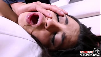 Preview 4 of Group Lesbian Anal - Naughty teen gets fucked rough if she spills water