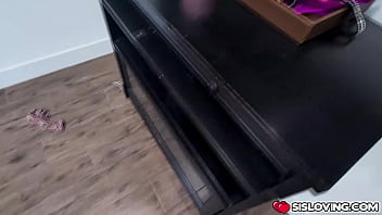 Preview 1 of Breaking Virgin School Girl - Stepsister Violet Cox makes stepbrother do all her chores and in exchange of masturbating in front of him