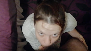 Preview 1 of Old Woman House - Naughty brunette gets a cum facial after being face fucked
