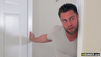 Preview 1 of Mom Gets Mad At Daughter6 - Sexy Black BBW catches white guy peeking - Aryana Adin