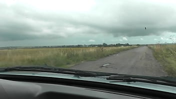 Preview 1 of Atis Xxx - Public squirt outdoors. Random passerby male saw sexy Milf Frina,  who again stopped car on roadway and masturbates wet pussy,  gets strong orgasm and squirting. Outside Public no panties