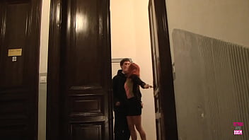 Preview 1 of Ebony With Big Tits Analyzed - A slim redhead puts on a strapon and gives intense anal to a skinny guy