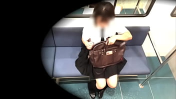 Preview 1 of Nadia Nyace - 電車の中でムラムラしてきてカバンでおまんこを隠しながら手でもぞもぞとまんこを触ってオナニーする女子◯生。