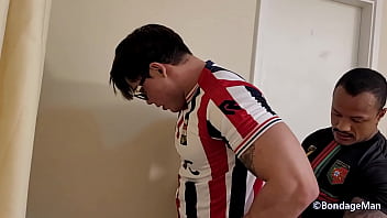 Preview 2 of Mature Gangbang And Boy - Two muscular football players decide to try bondage for the first time | Gil Holiver tied up and gagged fucked by and Jerri Gomes | PREVIEW