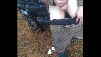 Preview 2 of Hot Maaturbate - Solo in the woods in the cold