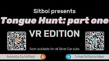 Preview 4 of Juicy Excom - Busty teen PAWG VR facesitting - Tongue Hunt: Part 1 - VR Edition trailer