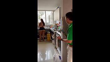 Preview 1 of Hot Sex Japanese Family - My stepmother is my maid,  she cleans the house,  showing me her pussy and those huge tits.