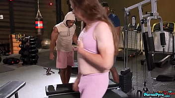 Preview 1 of Cfnm Teen Taboo - Blonde Milf Kay Carter Cuckolds Hubby With 2 Large Black Cocks At The Gym
