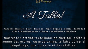 Preview 4 of Beeg Com2016 - A table! - French audio femdom milking table sissy cei