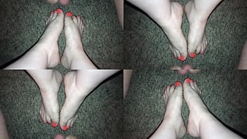 Preview 2 of Workers At Home - Mini Cumshot on hot sexy feet (Feet Cumshot) 4 Angles