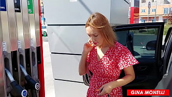 Preview 1 of Open Pussy Wide Sluts - STEPMOM FUCKS PUSSY WITH A BIG CUCUMBER IN CAR FRONT OF STEPSON
