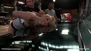 Preview 2 of Cecilia During - Blond spanked and ass fucked in public