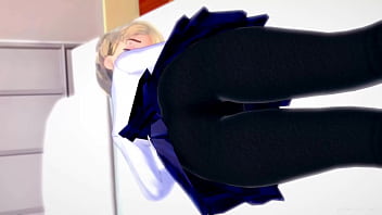 Preview 1 of Hard Nipples Orgasm - Gwen Stacy visita la enfermer&iacute_a y juega con una polla entre sus piernas (Versi&oacute_n adulta)