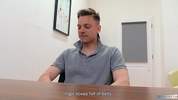 Preview 1 of Mom And Fdr - In The Interview He Drops His Clothes On The Floor And Surprises Him With His Huge Boner - BigStr