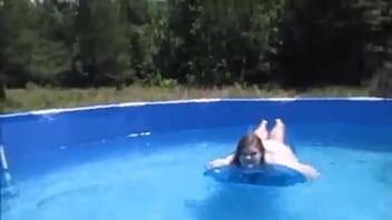 Preview 1 of Allowing Only Tip Of Dick - Wife Giving Handjob In Pool Making Guy Cum Underwater