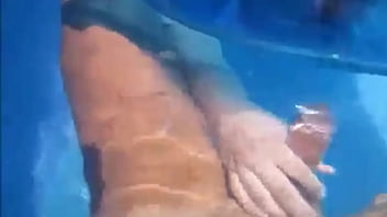 Preview 4 of Allowing Only Tip Of Dick - Wife Giving Handjob In Pool Making Guy Cum Underwater