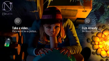 Preview 2 of Vadose Sex - Ashley Brows sucking friends dick in the cold (Until Dawn parody by Niisath)