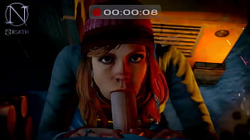 Preview 4 of Vadose Sex - Ashley Brows sucking friends dick in the cold (Until Dawn parody by Niisath)