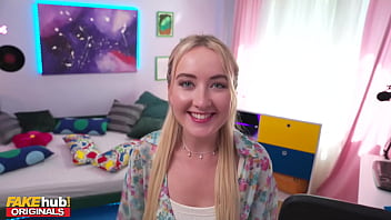 Preview 1 of Horny Police Women - fakehub old gilf in threesome with 18 teen blonde college girl and her big cock boyfriend