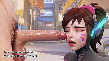 Preview 3 of Fat Idein Xxx - Overwatch Dva cosplay Blowjob | Uncensored Hentai AI generated