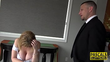 Preview 1 of Mummy Kid - Milf submissive with big boobs gets clamped