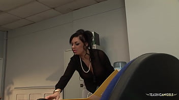 Preview 1 of Alura Jensen Interracial - Naughty boss gets caught a secretary masturbating and fucked her hard