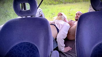 Preview 2 of Sister Exercise Gym - OUTDOOR PUBLIC ANAL SEX WITH HOT BLONDE IN THE BACK OF THE CAR 1of2