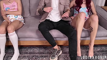 Preview 4 of Slow Hairy Pussy Creampie - Teen Stepdaughter Gets Used by Perv Stepdad Next to Her Shy Twin Sis