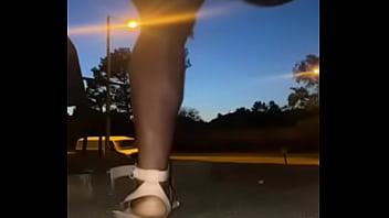 Preview 2 of Shni Lwn - MILF twerks on public street no panties
