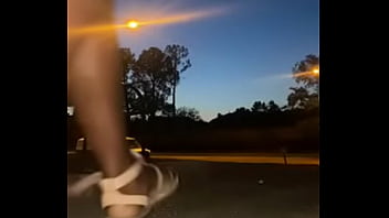 Preview 1 of Shni Lwn - MILF twerks on public street no panties