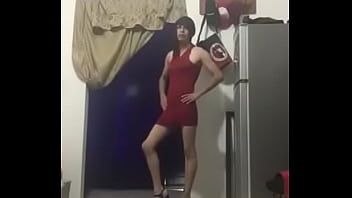 Preview 3 of Romays Xxx - Tranny in red dress and high heels