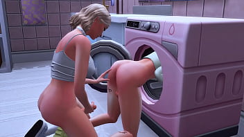 Preview 1 of Kinky Gran Porn - futanari stepmom arranged hard anal sex for a trans stepdaughter who was stuck in the washing machine sims me hentai sfm