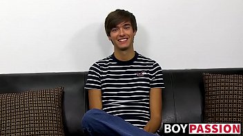 Preview 2 of Catfight Female - Young dude with bangs pleases himself after the interview