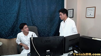 Preview 1 of Hookha Bar - Asian medical uniform twinks bareback anal in the office