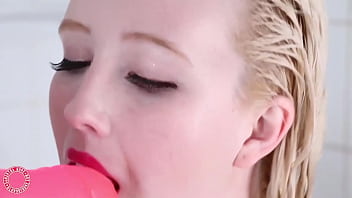 Preview 2 of Silena Fox - Samantha Rone Sucks &amp_ Fucks Her Biggest Dildo During Shower Time!