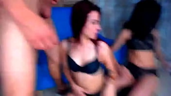 Preview 4 of Appes Lok - This guy is happy with these two beautiful Latinas - DEEP BLOWJOBS