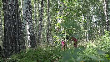 Preview 2 of Gangbang Coworker - Early pregnant MILF gets naked outdoors. Natural female beauty in nature. Amateur fetish.