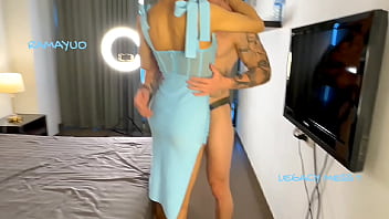 Preview 1 of Son Forcefully Rape Big Tits Mom - LEGACY MESS:Stunning Horny  ladyboy in Blue fucks farang. CANDY.