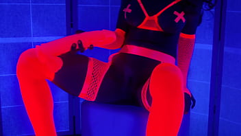 Preview 3 of Aliah Piss - Hot Squirting Orgasm in Neon Glow Dessous Under Black Light