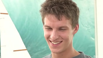 Preview 1 of Teen Brunette Gets Kinky - Sexy guy masturbating his BIG COCK