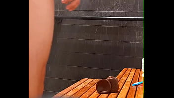 Preview 1 of Tamil Gang Bang Sex Video - Janna Love cute crossdresser sissy bitch shower play naked with thick big black dildo