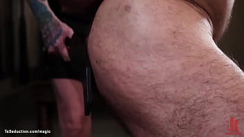 Preview 2 of Stadt Erwischt - Bound elder man fucked by tattooed TS