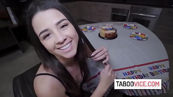 Preview 1 of Gient Tits Asisn - Hot brunette teen fucks with stepdad for her birthday - Kylie Rocket