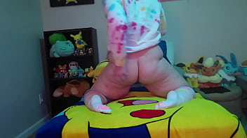 Preview 3 of Modeling For The Cam - Needy Chubby Femboy Takes Bad Dragon Dildos For The First Time