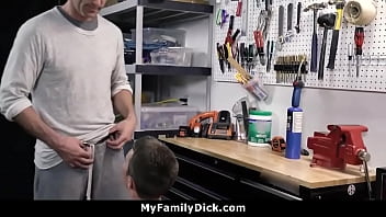 Preview 2 of Famil Sex Move - Shy Stepson Gets Rammed by Older in Garage