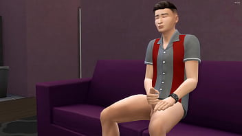 Preview 2 of Hsplkcmby - Stepmom catches her stepson masturbating on the sofa and offers to help him and fucks him but he impregnates her